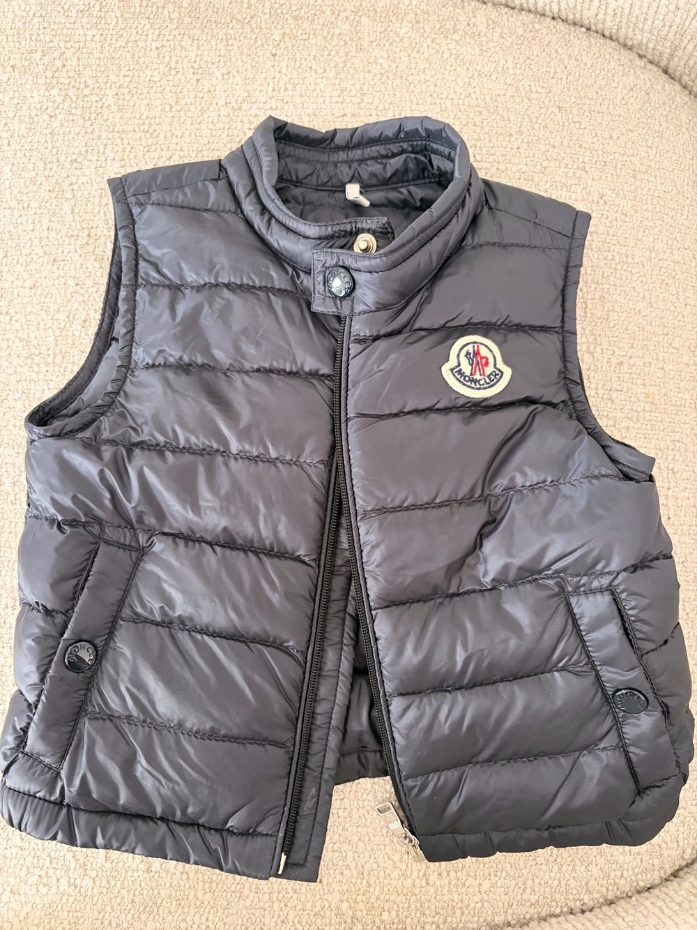 Moncler Navy Quilted Down Vest Size 12-18months